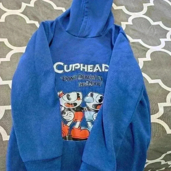 Kids cup head hoodie blue size kids age  6-8 - Picture 2 of 4